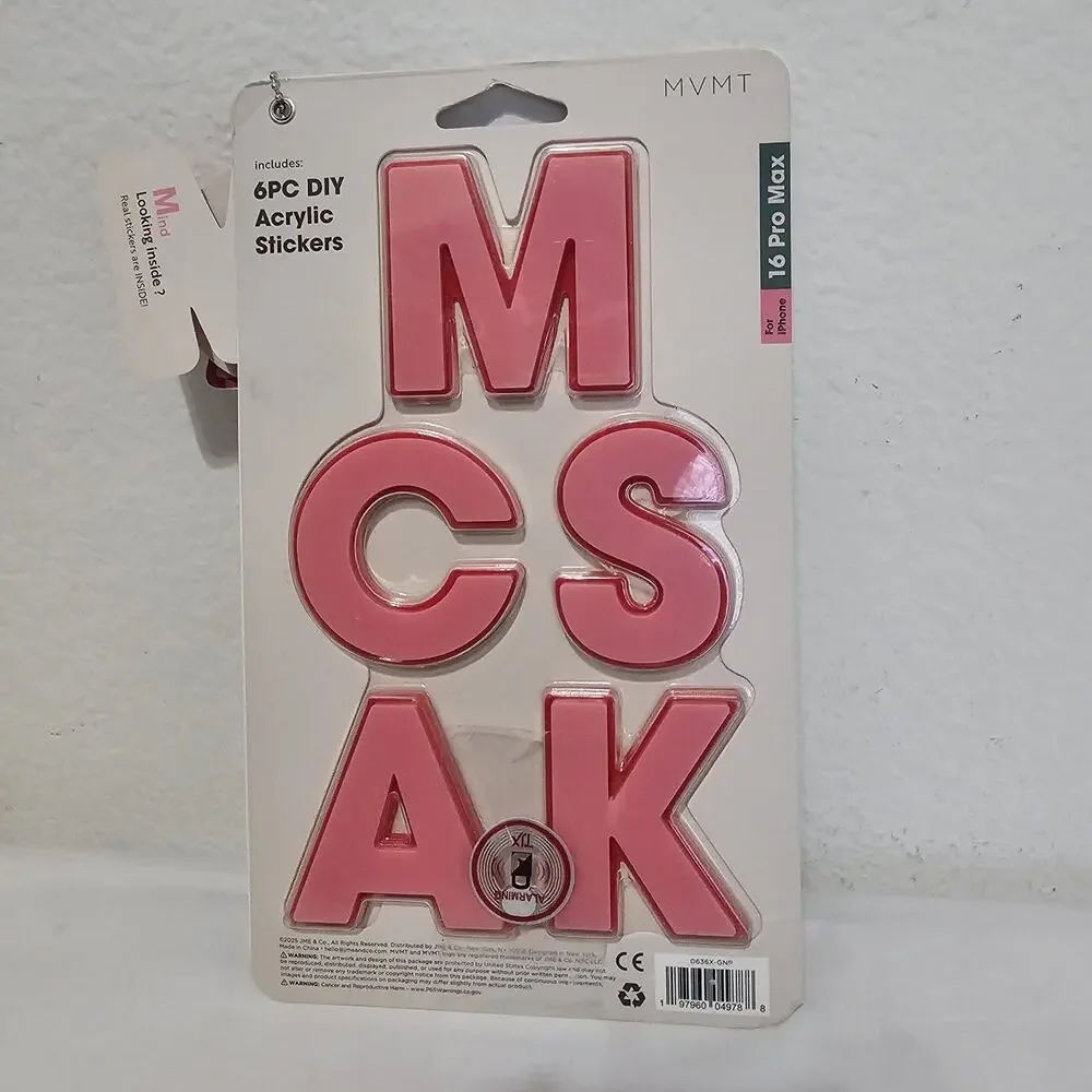 NEW!! MVMT iPhone 16 Pro Max Green Case Pink Letters S M C S A K J Personalized